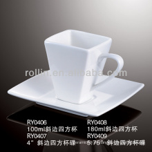 Taza de café cuadrado de porcelana con logotipo personalizado impreso
